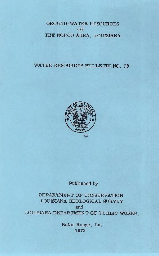 Ground Water Resources of the Norco Area, Louisiana.