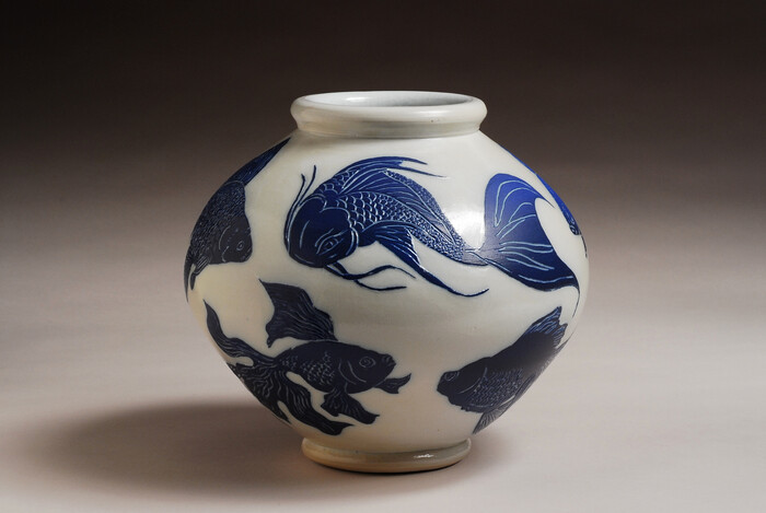 Blue Koi Vase