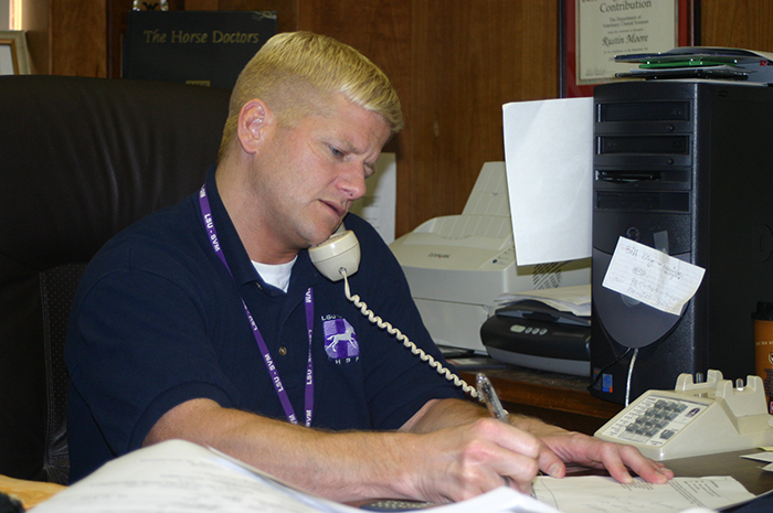 Dr. Rustin Moore in command center